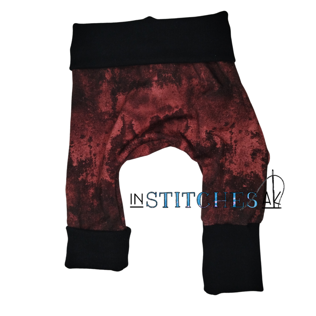 Burgundy Grunge Grow With Me Pants - Multiple Sizes
