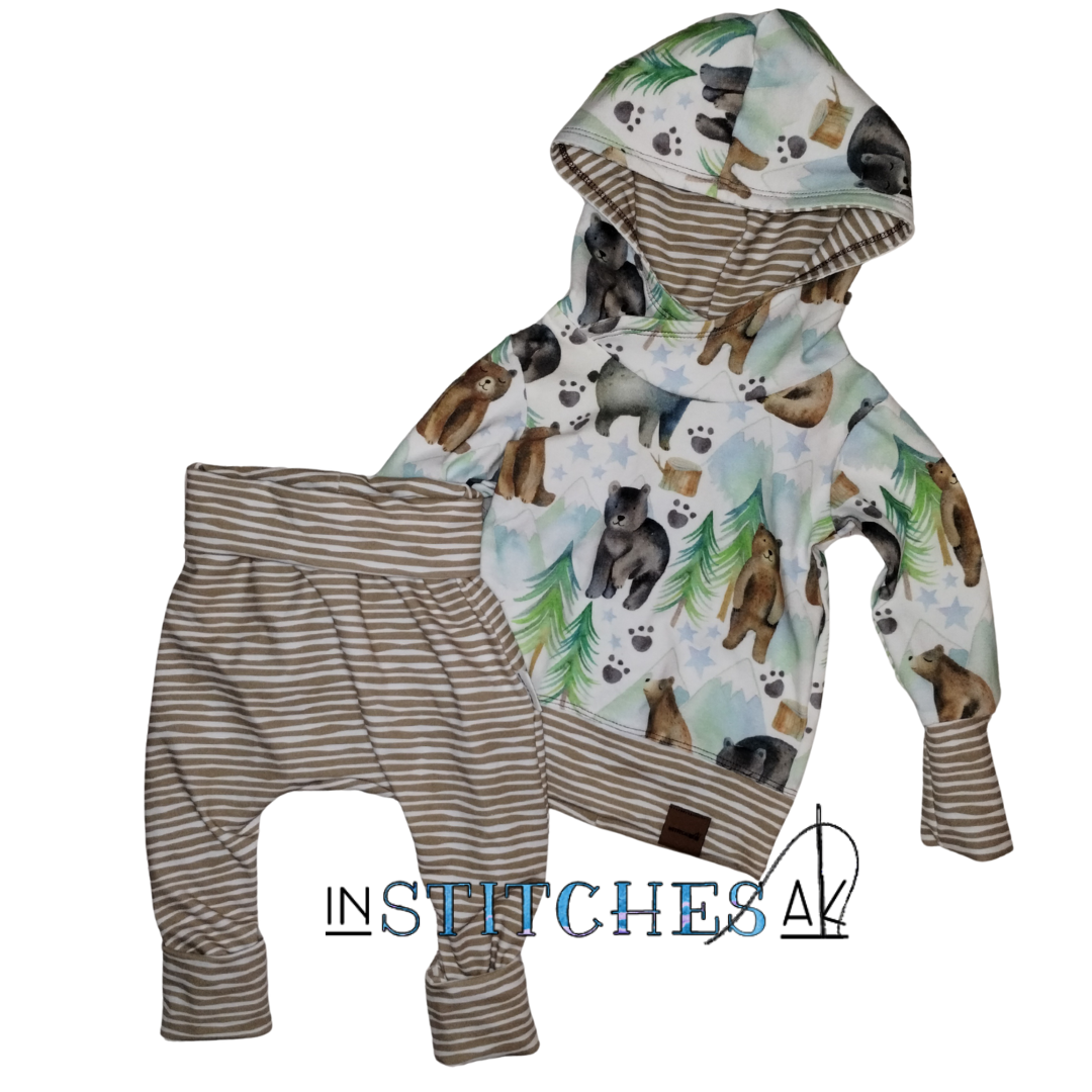 Baby Bear - Grow With Pants and Hoodies - Multiple Colors - Size 3-12 month