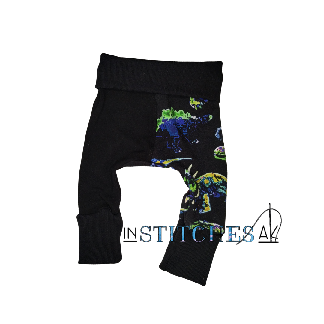 Neon Dino Grow With Me Pants - Multiple Sizes