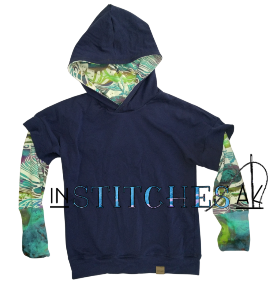Tidepool Friends Faux Layered Slouchy Dolman Grow With Me Hoodies - Multiple Sizes