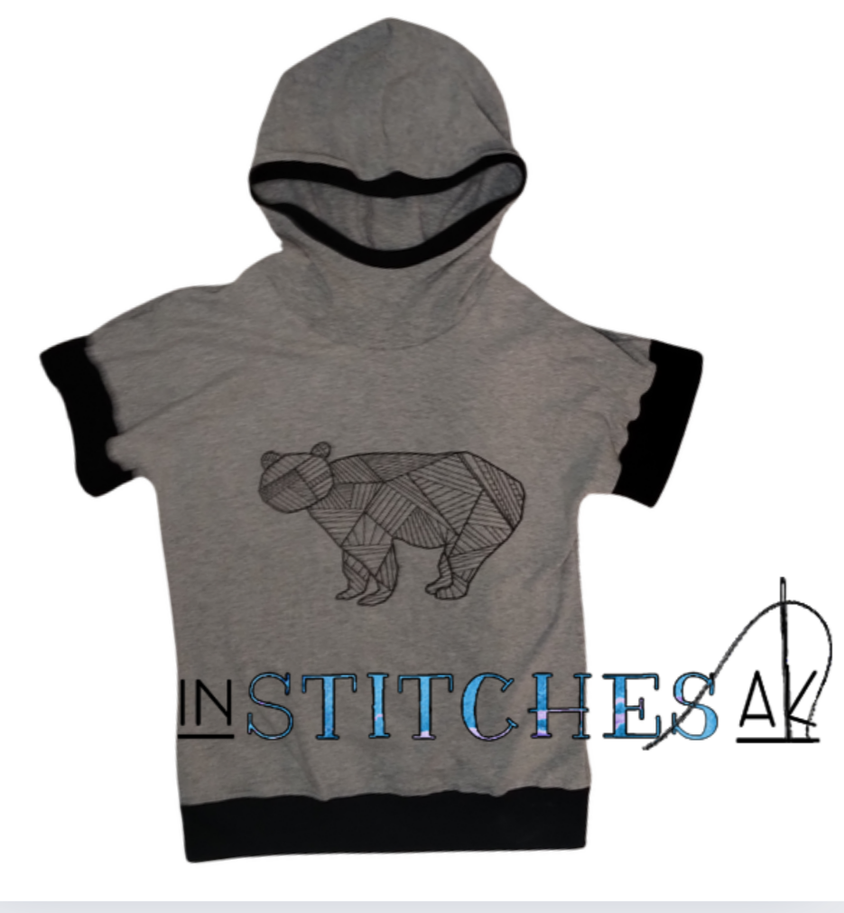 Geo Bear Slouchy Dolman Grow With Me Hoodies - Multiple Sizes