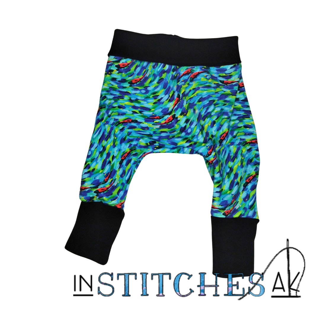 Swimming Salmon Grow With Me Pants - Multiple Sizes