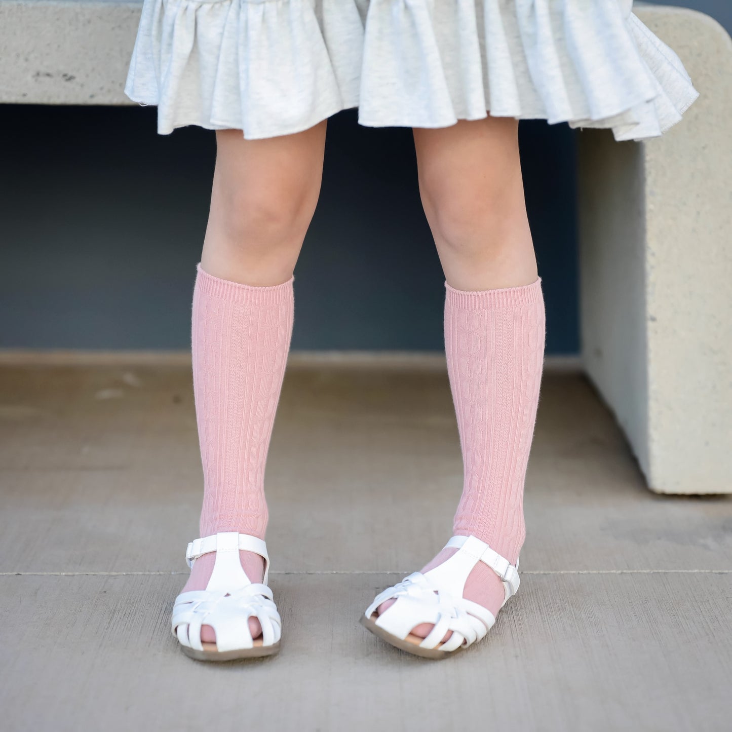 Cable Knit Knee High Socks - Neutrals Collection - Little Stocking Co