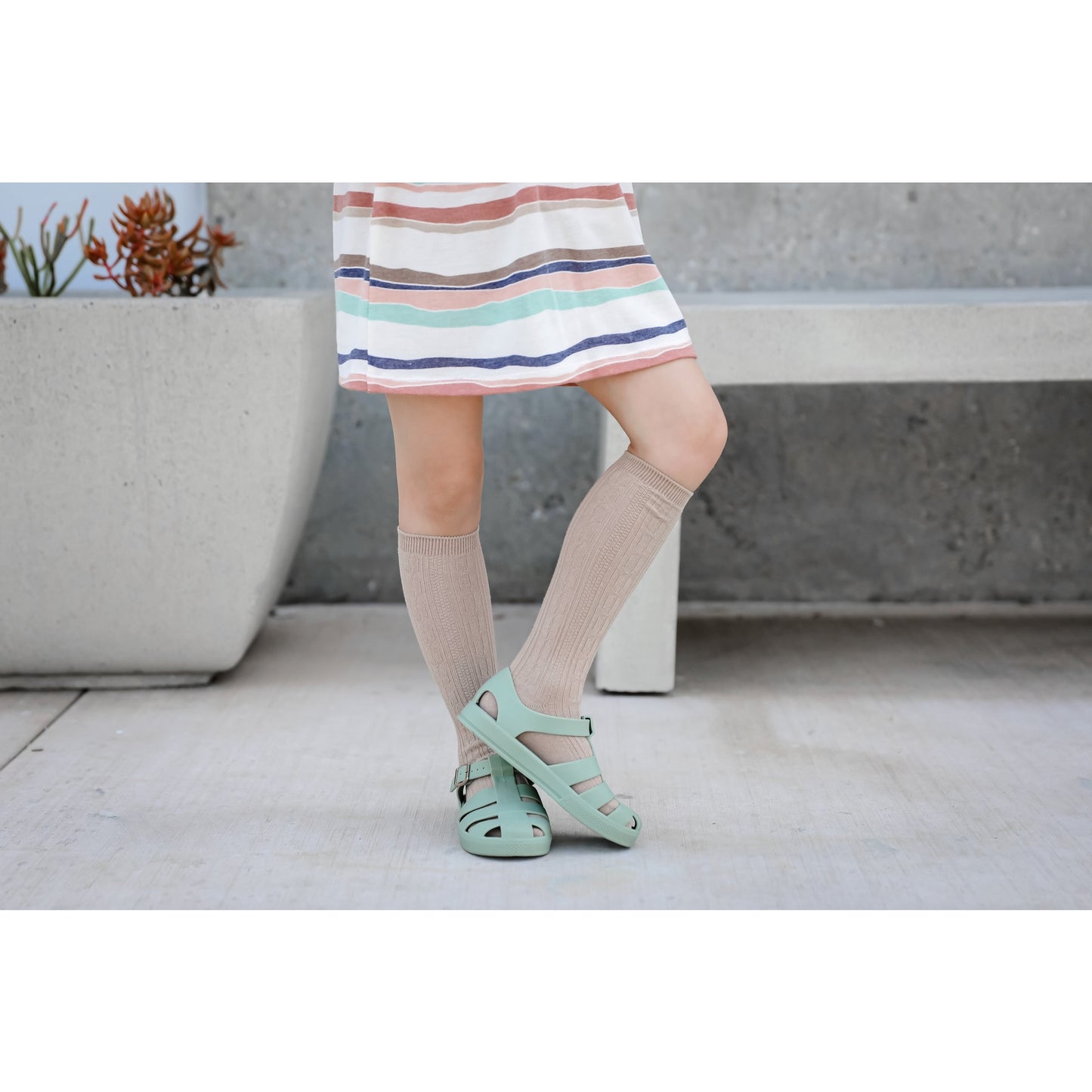 Cable Knit Knee High Socks - Neutrals Collection - Little Stocking Co