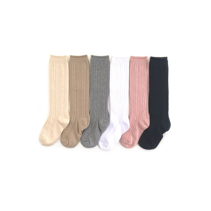 Cable Knit Knee High Socks - Neutrals Collection - Little Stocking Co