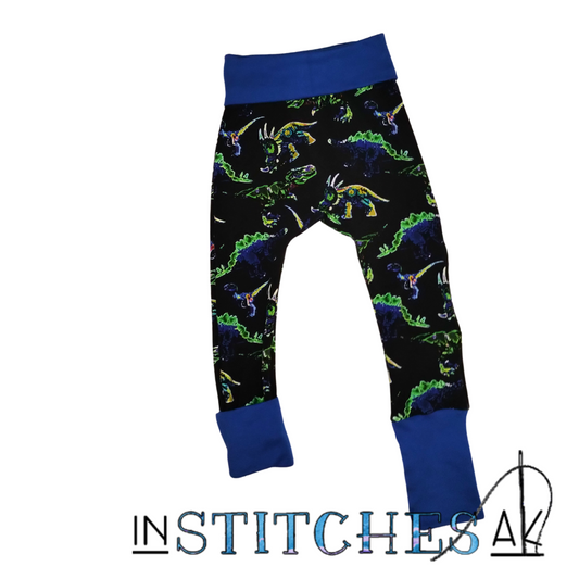 Neon Dino Grow With Me Pants - Multiple Sizes