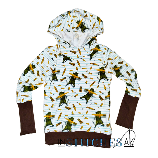 Dino vs Pencil Grow With Me Hoodie - 6-9Y