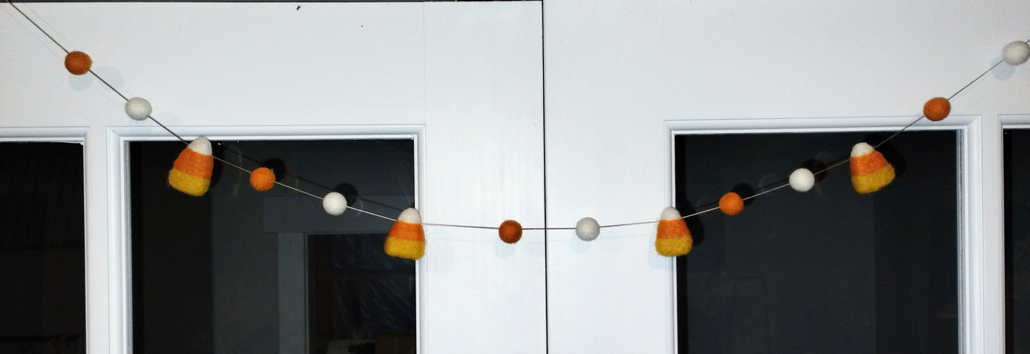 Candy Corn Felted Wool Garland - 3.5 ft