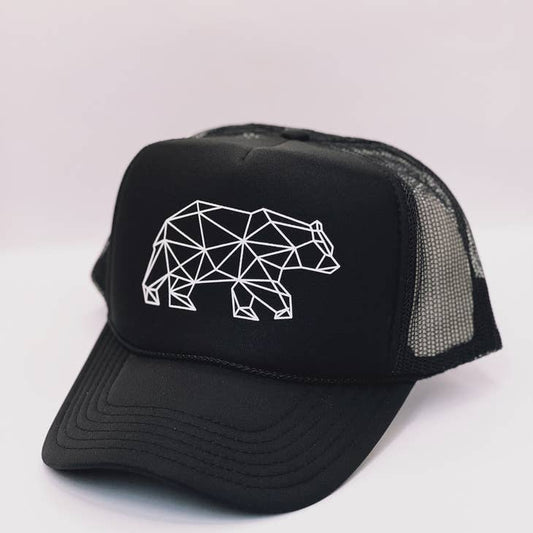 Geo Bear - Black Trucker Hat - Adult Sizing