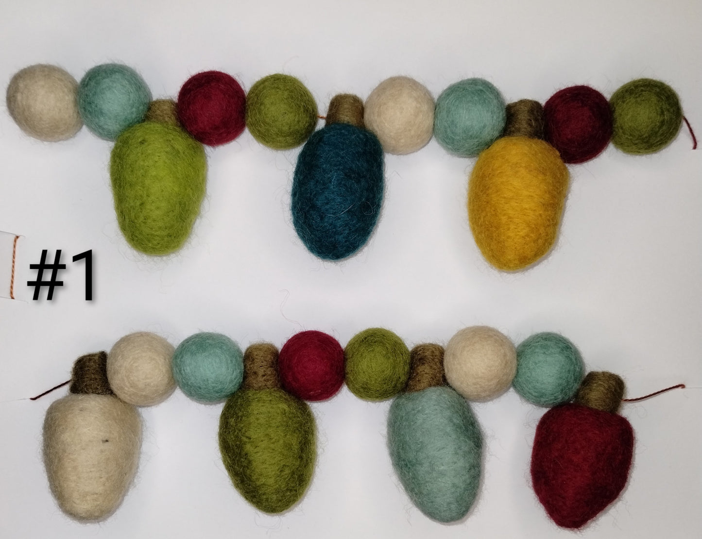 Christmas Felted Wool Garland - 4 ft