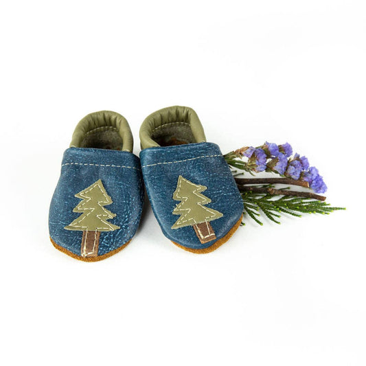 Starry Knight Designs - Azure Pine Trees Soft Soled Shoe - Multiple Sizes
