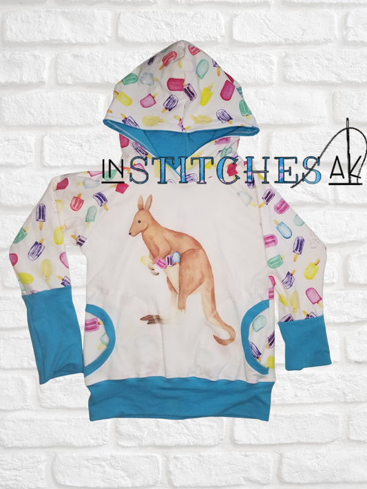 Grow With Me Hoodie - Popsicle Kangaroo - 6-9Y