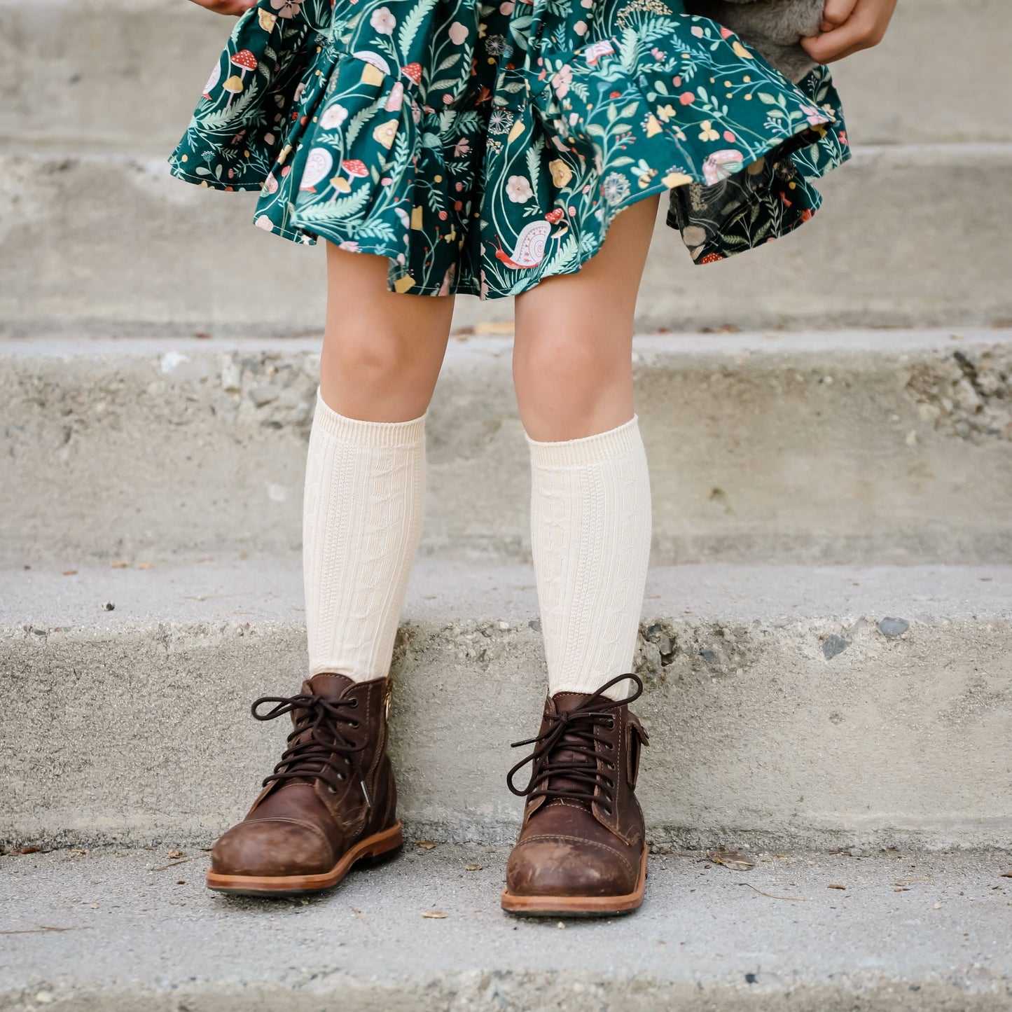 Cable Knit Knee High Socks - Neutrals Collection - Little Stocking Co